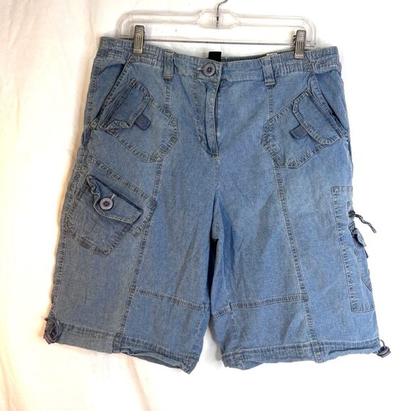 Style & Co Y2K Cargo Retro Long Shorts Size 16 Streetwear Casual 11" Inseam - Picture 4 of 9